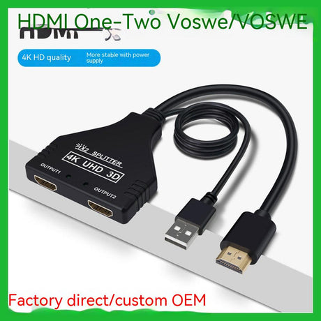 One TO Two HDMI Distributor With USB Power Supply