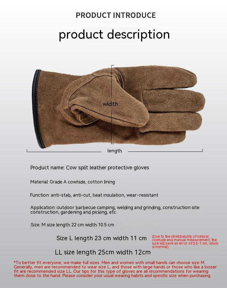 Soft & Breathable Leather Work Gloves