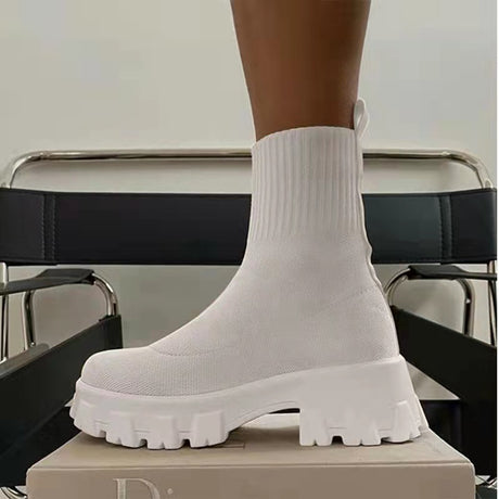 Trendy Platform & Woven Sock Style Boots