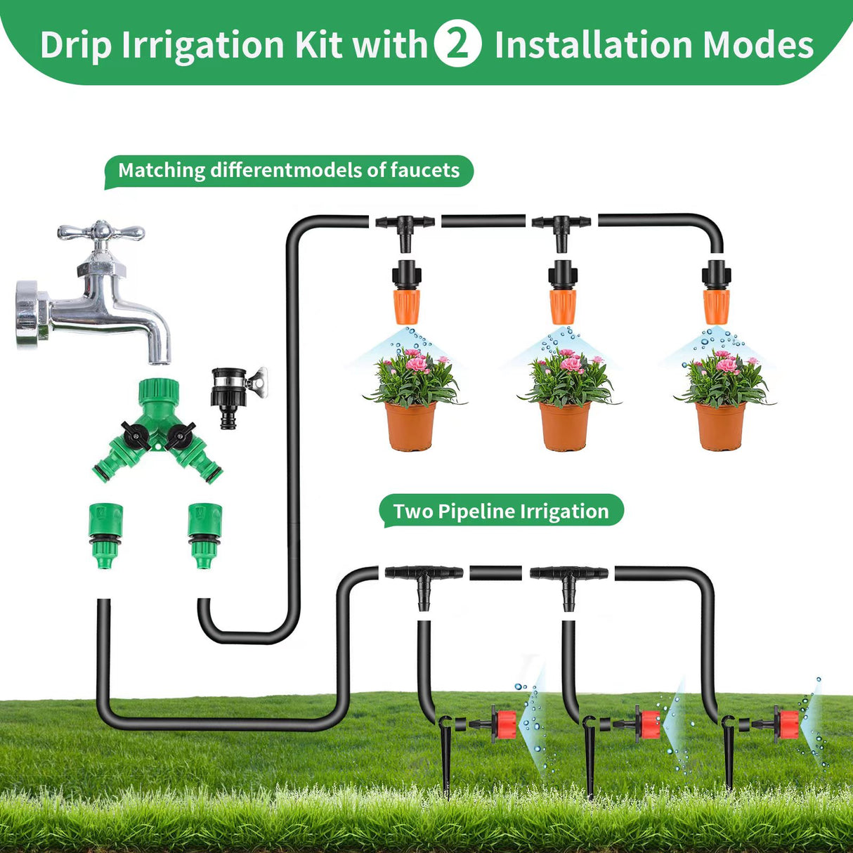 164FT Garden Drip Irrigation Kit