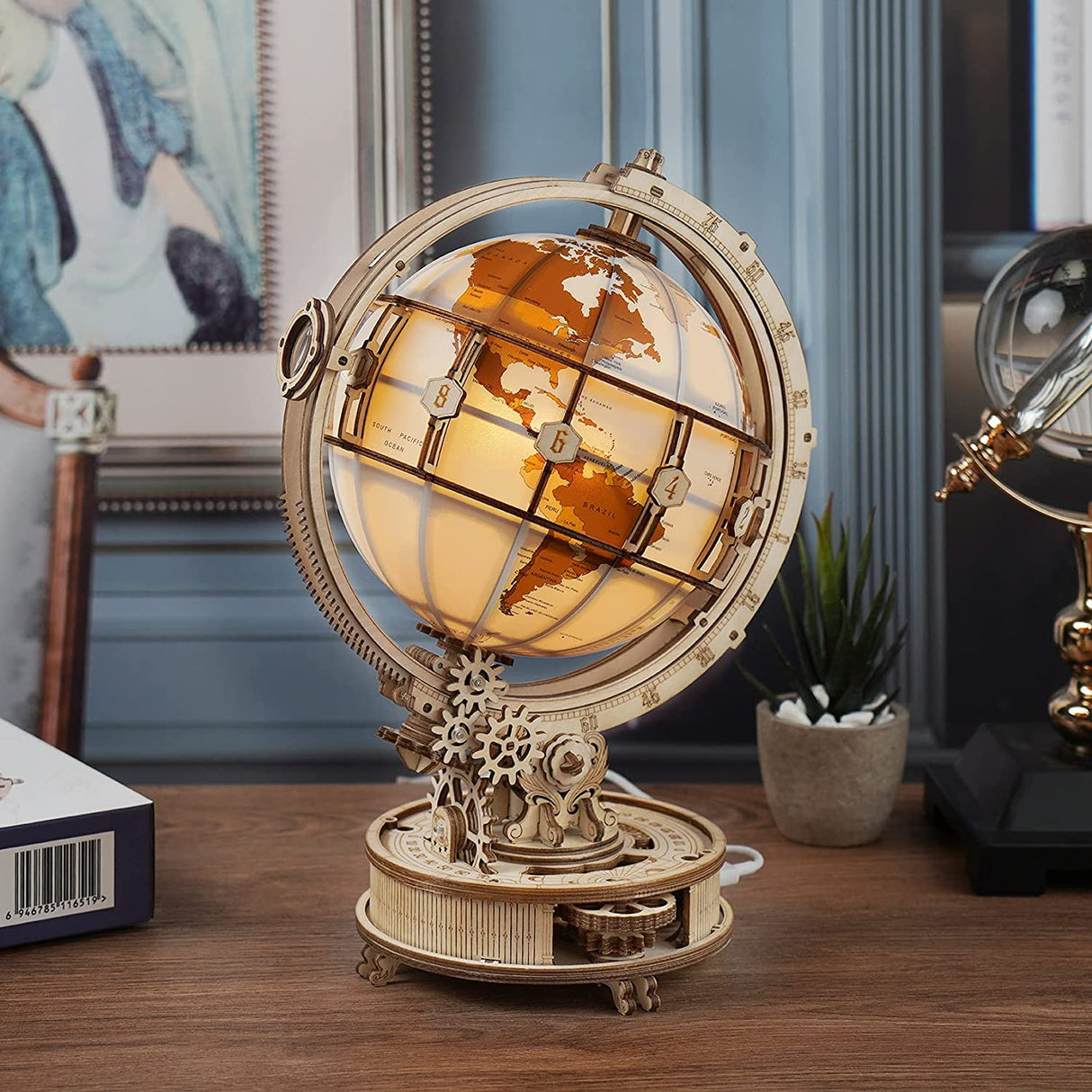 180PCS Luminous 3D Wooden Globe