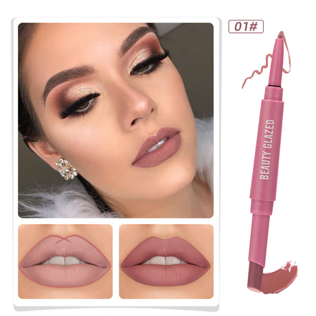 Double~headed Matte No Stain Cup Lipstick & Lip Liner