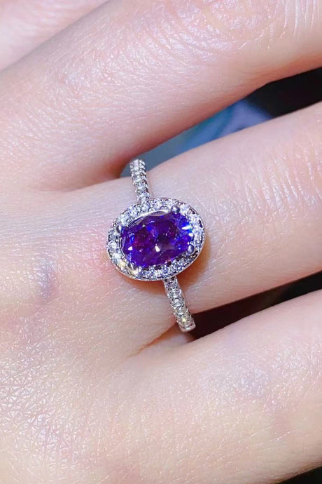 925 1 Carat Purple Moissanite Ring